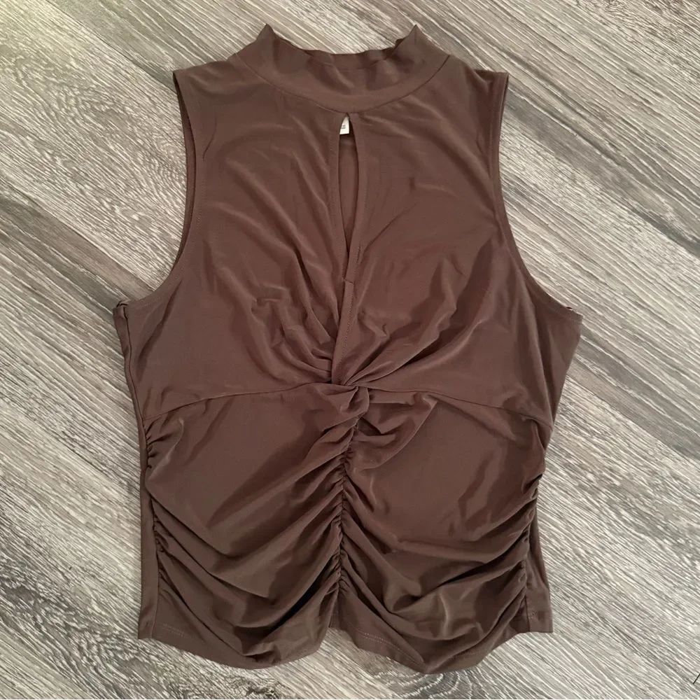 Meraki Brown Sleeveless Top
